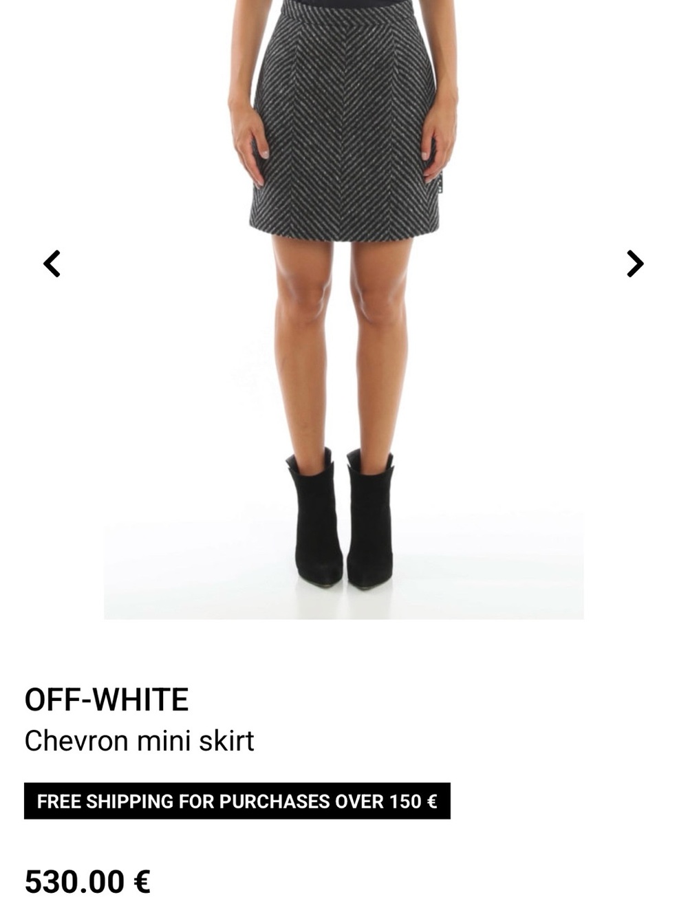 Off-White Chevron-Pattern Pencil Skirt in Black & Gray